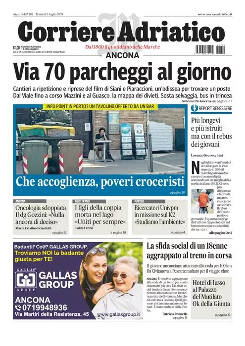 Prima-pagina-corriere adriatico-edizione-di-oggi-09-07-2024